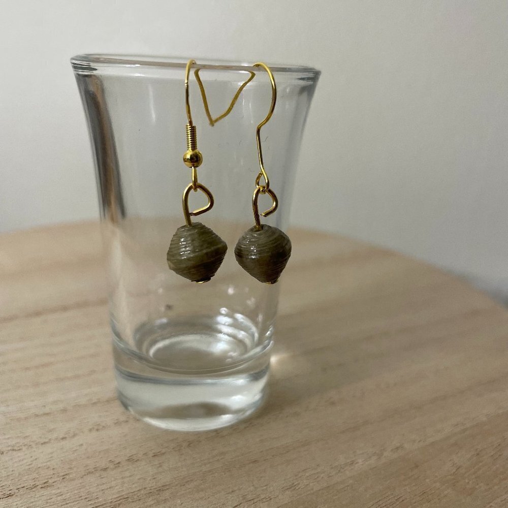 Forest Green Paper Bead Earrings